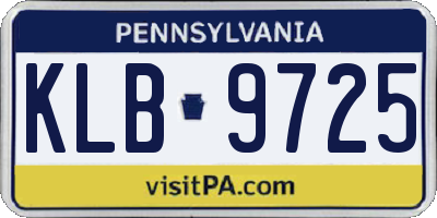 PA license plate KLB9725