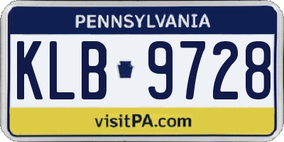 PA license plate KLB9728