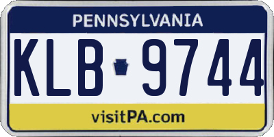 PA license plate KLB9744
