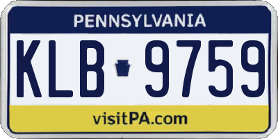 PA license plate KLB9759