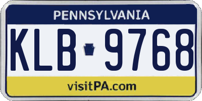 PA license plate KLB9768