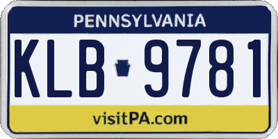 PA license plate KLB9781