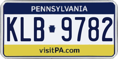 PA license plate KLB9782