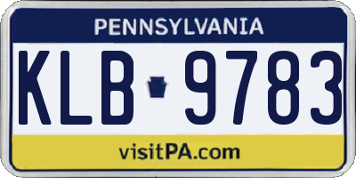 PA license plate KLB9783