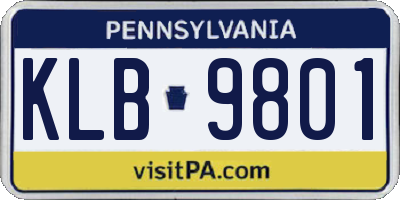 PA license plate KLB9801