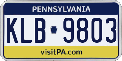 PA license plate KLB9803