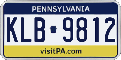 PA license plate KLB9812