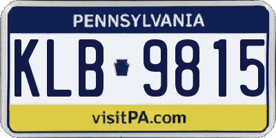 PA license plate KLB9815