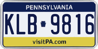 PA license plate KLB9816