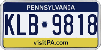 PA license plate KLB9818