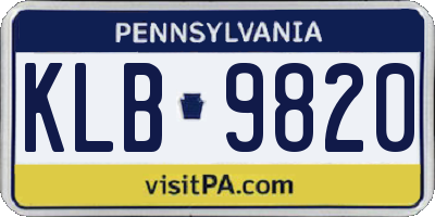 PA license plate KLB9820