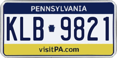 PA license plate KLB9821