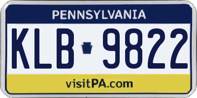 PA license plate KLB9822