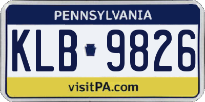 PA license plate KLB9826
