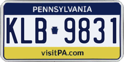 PA license plate KLB9831