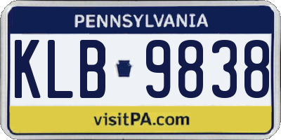 PA license plate KLB9838