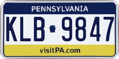PA license plate KLB9847