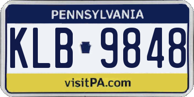 PA license plate KLB9848