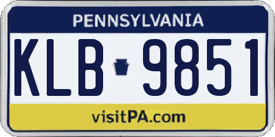 PA license plate KLB9851