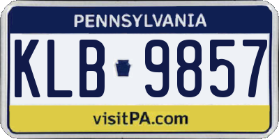 PA license plate KLB9857