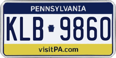 PA license plate KLB9860