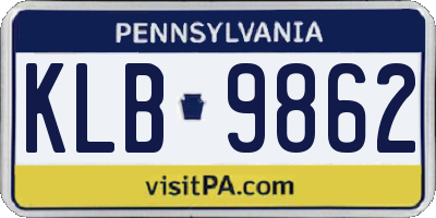 PA license plate KLB9862