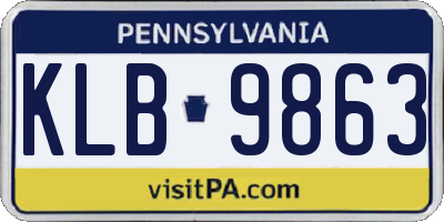 PA license plate KLB9863