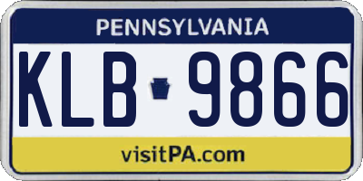 PA license plate KLB9866