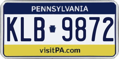 PA license plate KLB9872