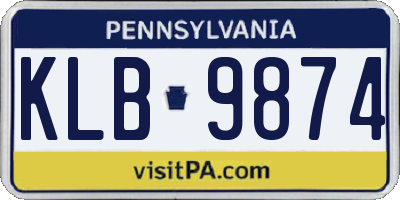 PA license plate KLB9874