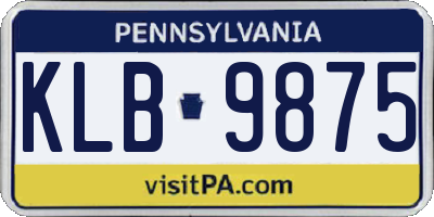 PA license plate KLB9875