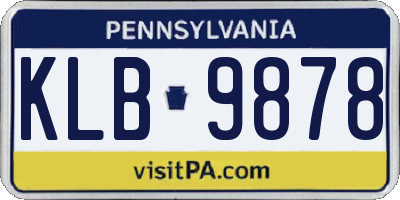 PA license plate KLB9878