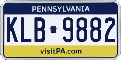 PA license plate KLB9882