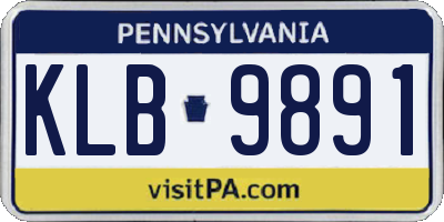 PA license plate KLB9891