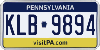 PA license plate KLB9894