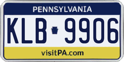 PA license plate KLB9906