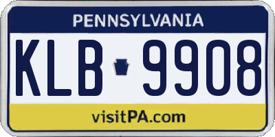 PA license plate KLB9908