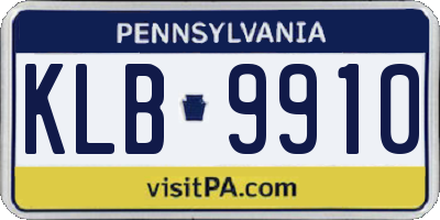 PA license plate KLB9910