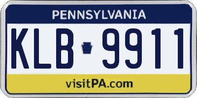 PA license plate KLB9911