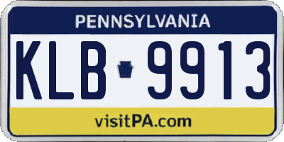 PA license plate KLB9913