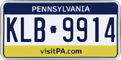 PA license plate KLB9914