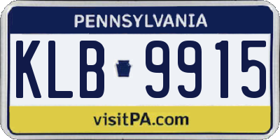 PA license plate KLB9915
