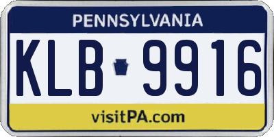 PA license plate KLB9916