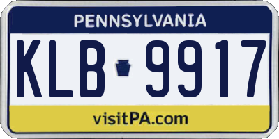 PA license plate KLB9917