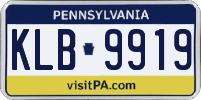 PA license plate KLB9919