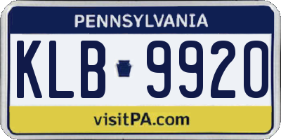 PA license plate KLB9920