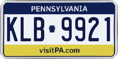 PA license plate KLB9921