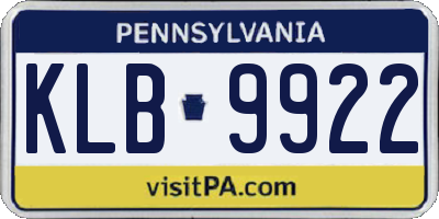 PA license plate KLB9922