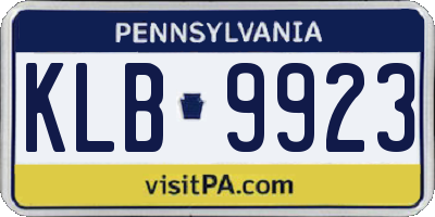 PA license plate KLB9923