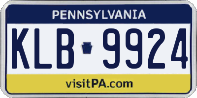 PA license plate KLB9924
